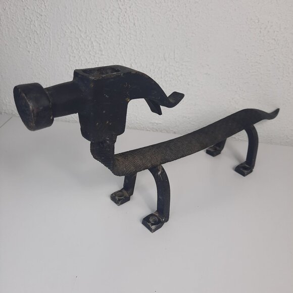 Welded Scrap Metal Dog Figurine Hammer Head Boot Scraper 15", 6" Tall UNIQUE VTG - Picture 1 of 10